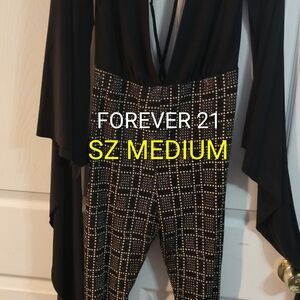 Forever 21 Black and White Plaid Jumpsuit